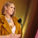 "Image of Celine Dion wearing a bright yellow coat, exuding elegance and style. The vibrant coat highlights her chic look, contrasting her with recent public appearances by figures like Trump, emphasizing Celine Dion's unique presence in celebrity culture."